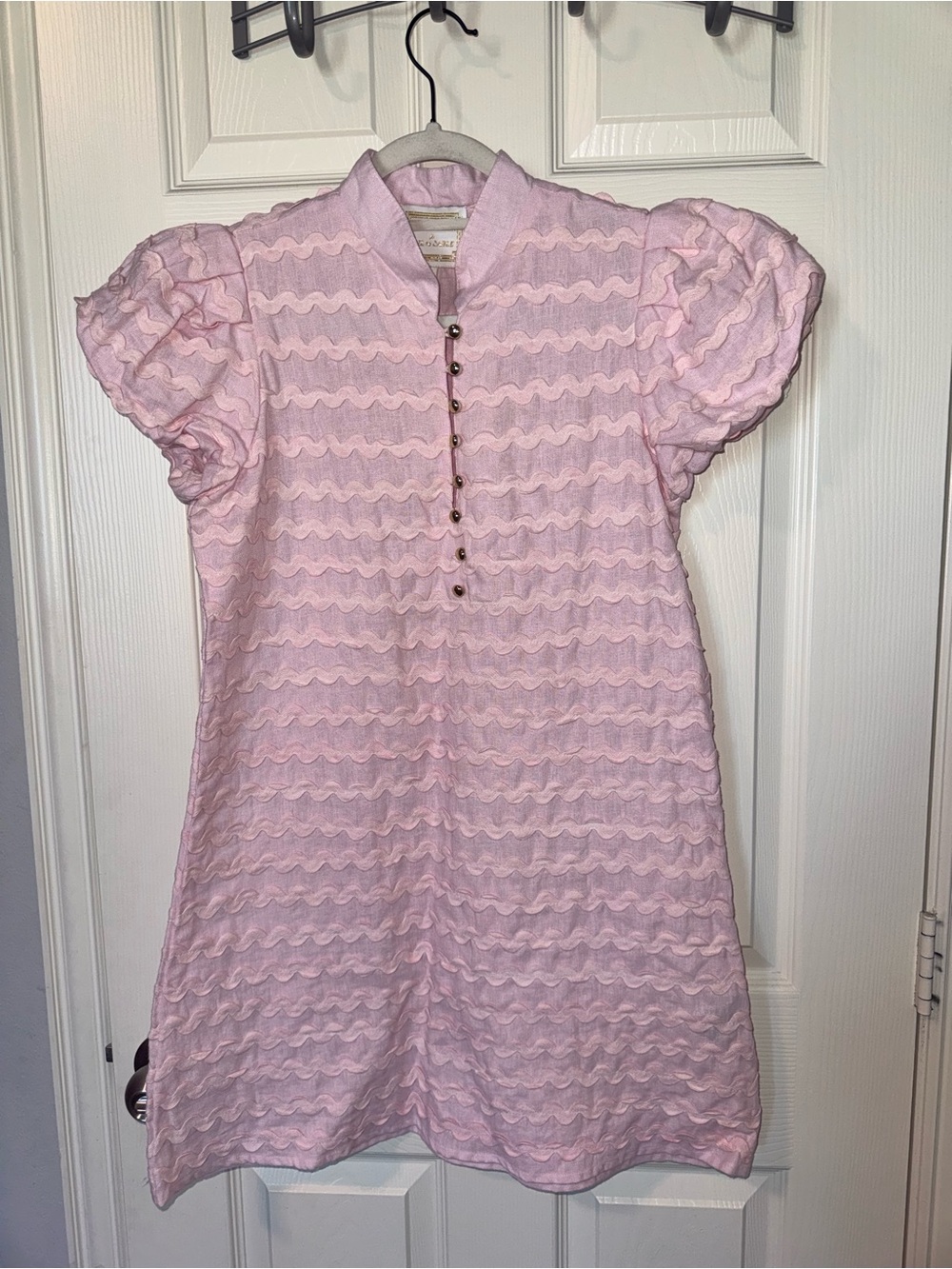 Sail to Sable Pink Textured Puff Sleeve Dress